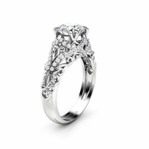 Moissanite Engagement Ring Forever One Moissanite wedding ring 14K White Gold Band