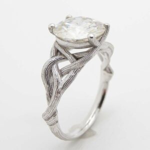 3.8 carat Moissanite Engagement Ring Forever Brilliant Moissanite Engagement Ring Unique Twig Engagement Ring