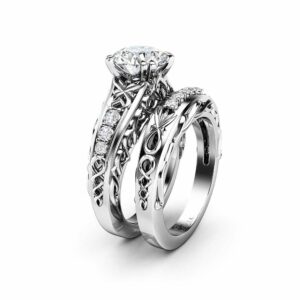 2 Carat Moissanite Engagement Ring Set