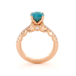 Blue Diamond Estate Engagement Ring 14K Rose Gold Estate Ring Unique Blue Diamond Band Anniversary Gift