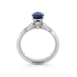 Sapphire Ring Oval Blue Sapphire Engagement Ring September Birthstone Classic Milgrain Ring