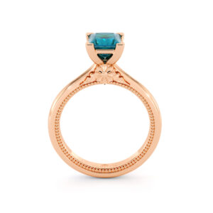 Princess Blue Diamond Engagement Ring 1.00 Carat Classic Diamond Engagement Ring Solitaire Gold RIng