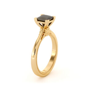 Womens Diamond Engagement Ring Princess Cut Black Diamond 10th Anniversary Gift For Her