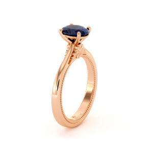 Oval Engagement Ring Sapphire Oval Ring Rose Gold Solitaire 1.5 Ct Blue Sapphire