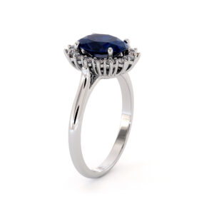 Diana Ring-14K White Gold Blue Sapphire Engagement Ring Blue Sapphire Ring Princess Diana Ring