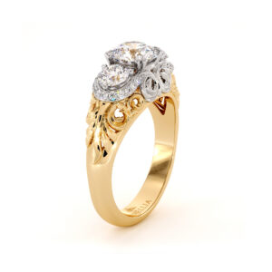 Edwardian Regal Three Stone Engagement Ring