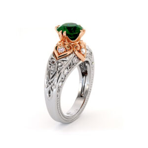 Regal Vintage Emerald Engagement Ring