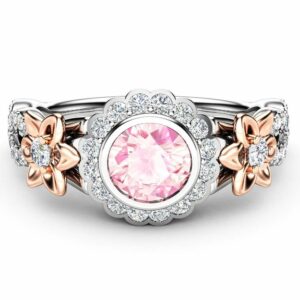 Floral Engagement Ring-CVD Diamond Engagement Ring-Man Made Diamond-Lab Grown Diamond-Anniversary Ring