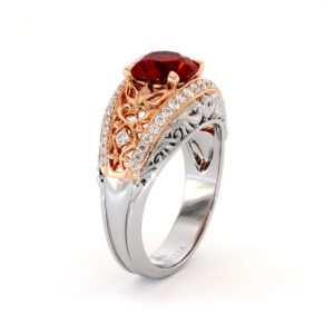 1.5 Carat Natural Ruby Unique Ring Vintage Filigree Solid Gold Engagement Ring