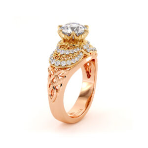 Two Tone Gold Heart Ring 1.55 Ct. Round Moissanite Ring Regal Diamonds Engagement Ring