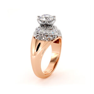 Unique Moissanite Two Tone Gold Engagement Ring Regal Diamond Ring