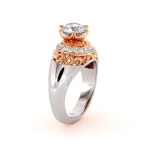 Stunning Moissanite Two Tone Gold Engagement Ring Unique Diamond Ring