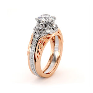 Vintage 1.28 Carat Moissanite Engagement Ring 2 Toned Gold Engagement Ring