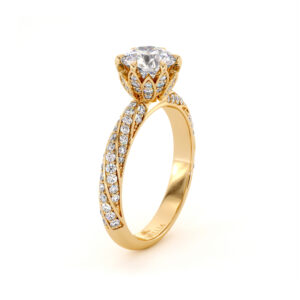1 Ct Moissanite & Side Natural Diamonds Crown Engagement Ring 14K Gold For Her Unique Classic Ring