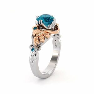 Vintage Engagement Ring Rose & White Gold Ring Moissanite Engagement Ring