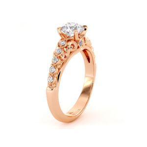 Rose Gold Unique Filigree Design Ring 6mm Moissanite Engagement Ring