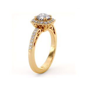 Halo & Milgrain Moissanite Engagement Ring Classic Vintage Accent Ring