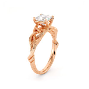 Unique Organic Rose Gold Ring Moissanite Princess engagement ring