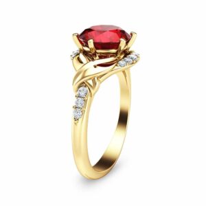 2ct Ruby Engagement Ring 14K Yellow Gold Engagement Ring Natural Ruby Ring