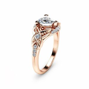 Trillion Cut Moissanite Engagement Ring 14K Rose Gold Engagement Ring Unique Trillion Moissanite Ring
