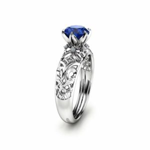 1CT Natural Blue Sapphire Ring 14K White Gold Ring Sapphire Engagement Ring Choose Your 1ct Gemstone Ring