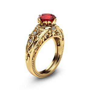 Garnet Vintage Engagement Ring 14K Yellow Gold Vintage Engagement Ring January Birthstone