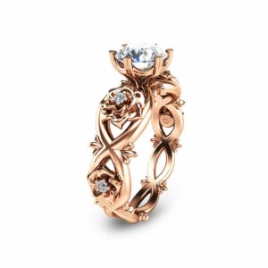 Rose Gold Moissanite Engagement Ring Unique Moissanite Engagement Ring Diamond Moissanite Ring