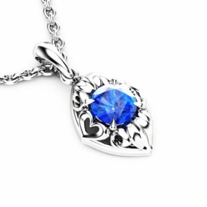 Sapphire Pendant Jewelry 14K White Gold Sapphire Jewelry Gold Necklace Anniversary Gift