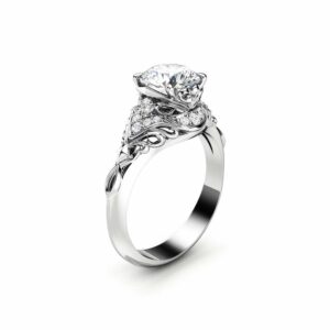 Moissanite Engagement Ring Promise Ring 14K White Gold Ring Diamonds Engagement Ring