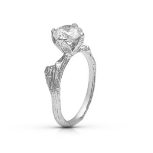Moissanite Alternative Engagement Ring White Gold Branch and Leaf Ring Alternative Diamond Ring