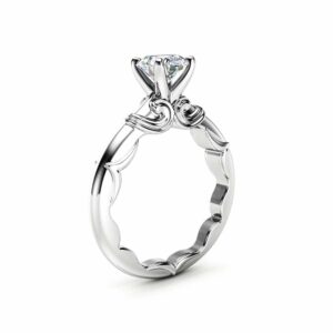 Victorian Moissanite Promise Ring 14K White Gold Ring Solitaire Engagement Ring Anniversary Gift