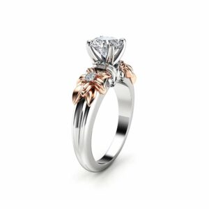 Moissanite Engagement Ring 14K White Gold Ring Rose Gold Engagement Ring