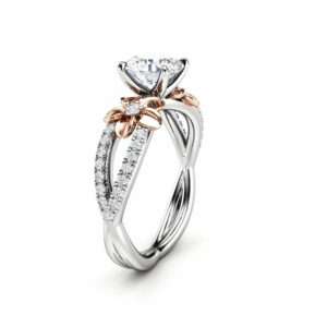14K White Gold Moissanite Diamond Engagement Ring for Women