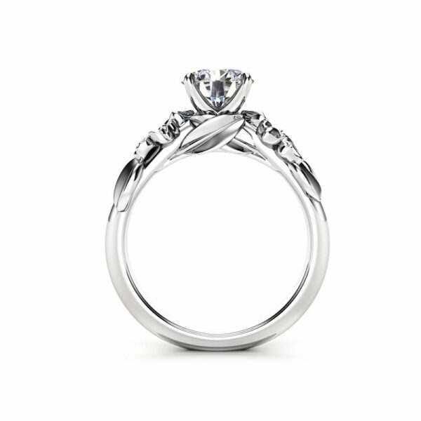 Floral 14K White Gold Moissanite Engagement Ring for Women / Unique Engagement Ring / Flower Ring / Gold Moissanite Floral Engagement Ring