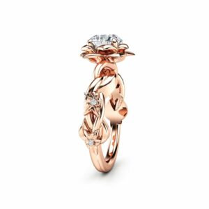 Unique Engagement Ring Moissanite Engagement Ring Rose Gold Ring Unique Moissanite Ring