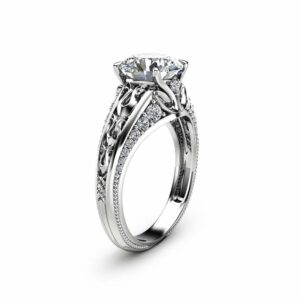 2ct Moissanite Engagement Ring 14K White Gold Engagement Ring Unique Diamonds Moissanite Ring