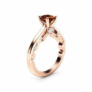 Fancy Brown Diamond Engagement Ring 14K Rose Gold Ring Edwardian Natural Chocolate Diamond Ring