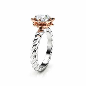 Moissanite Engagement Ring Flower Ring 14K Gold Ring Twist Ring Engagement Ring