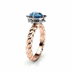 Moissanite Engagement Ring Flower Ring 14K Gold Ring Twist Ring Solitaire Engagement Ring